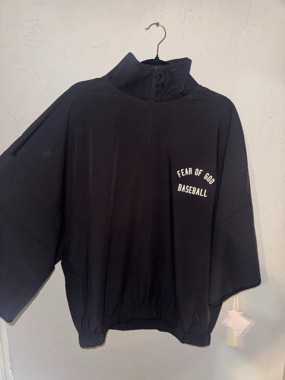NWT Men's Fear of God x MLB Black Logo 3/4-Sleeve Half-Zip Jacket - size L